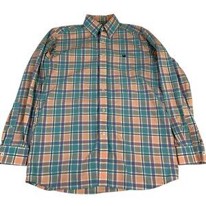 Southern Marsh Men's Plaid Button Up S Blue Purple Orange White 100% Cotton